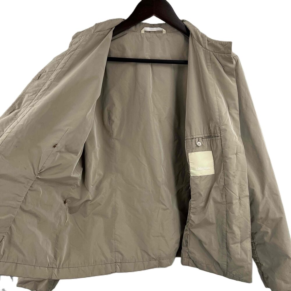 S Max Mara Jacket Beige Light Weight Button Front Bomber Style Size 12 - Picture 3 of 9